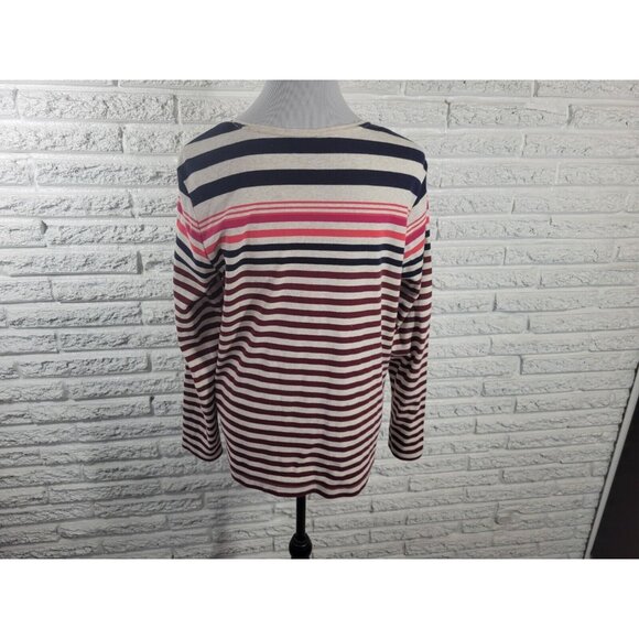 Croft Barrow Womens Top XXL Plus Tee Classic Brown Stripe Long Sleeve STR78E - Picture 6 of 9